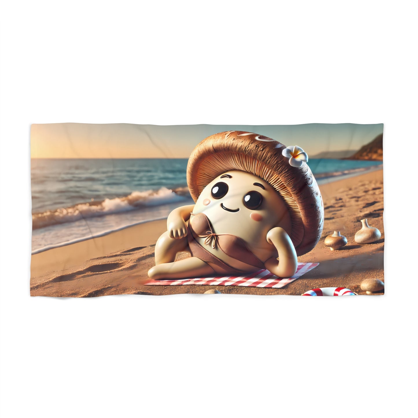 Shiitake Beach Bum Towel – Sun, Sand, and Fungi