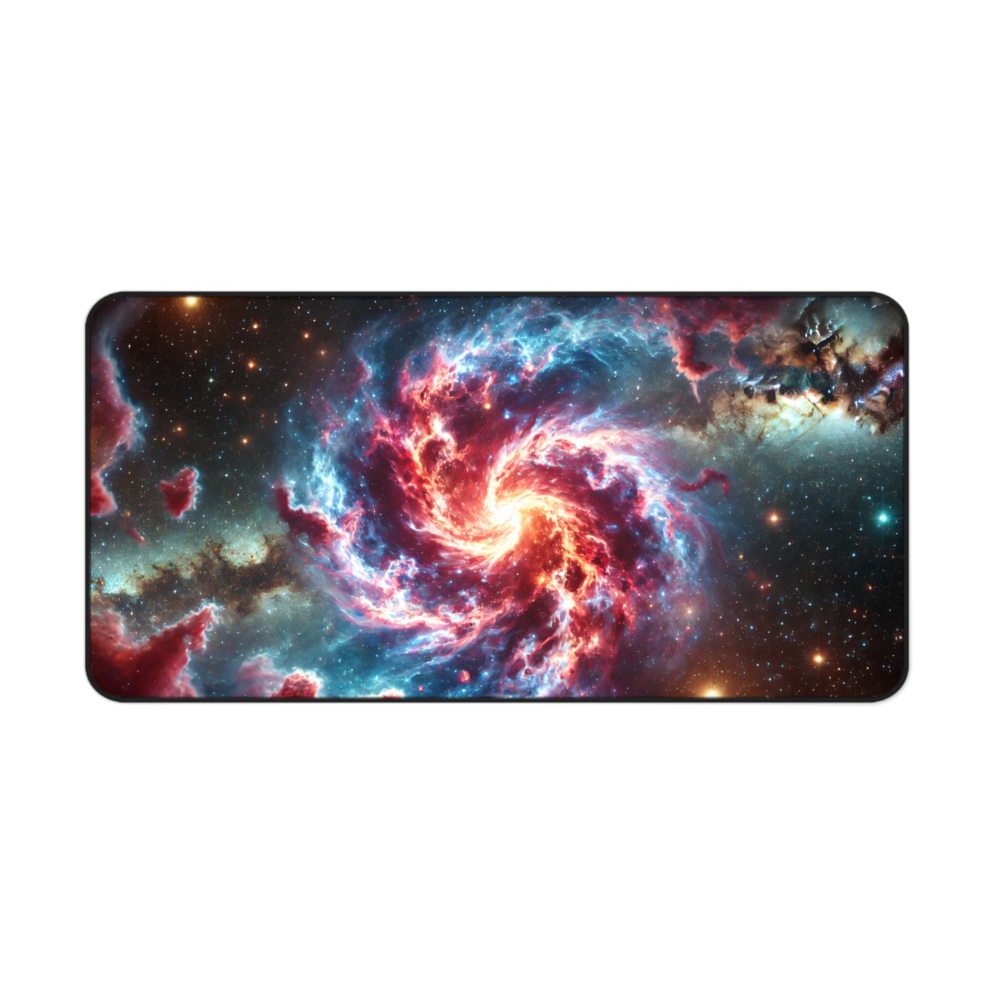 Swirling Nebula Space Desk Mat - 31.5x15.5 Inch Neoprene Gaming and Office Mat