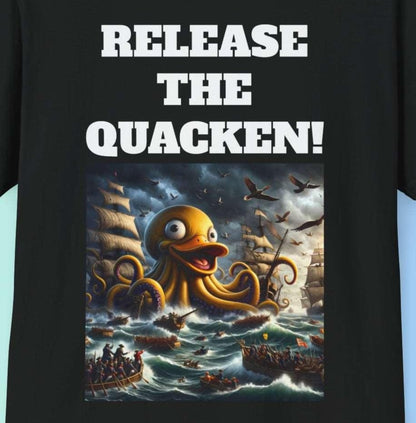 Release the Quacken! Epic Duck Octopus T-Shirt, Nautical Adventure Sea Monster Tee, Humorous meme wear shirt