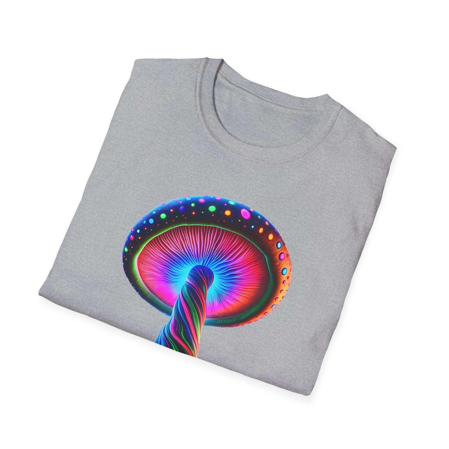 Psychedelic Rainbow Mushroom T-Shirt - Vibrant Trippy Art Tee for Festivals, Rave Wear, Unisex Psychedelic Clothing