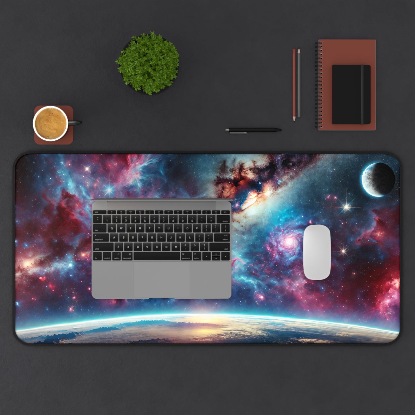 Cosmic Swirl Nebula Desk Mat - 31.5x15.5 Inch Neoprene Gaming and Office Mat