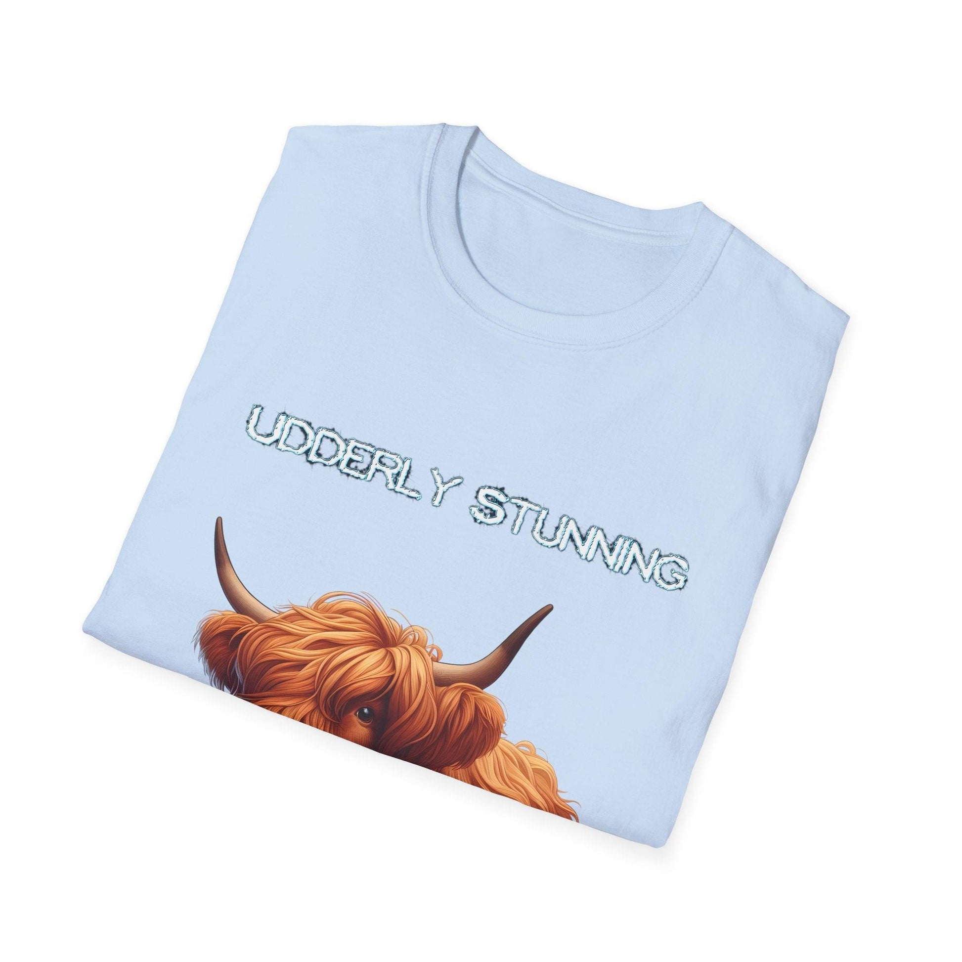 Udderly Stunning Highland Cow Tee - Shiitake Products