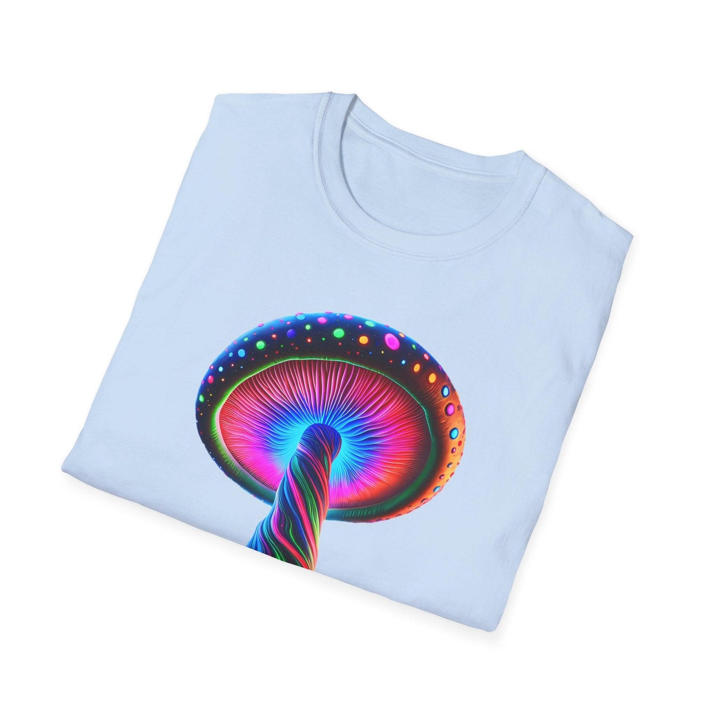 Psychedelic Rainbow Mushroom T-Shirt - Vibrant Trippy Art Tee for Festivals, Rave Wear, Unisex Psychedelic Clothing - Shiitake Products