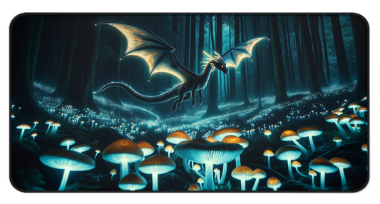 Mystical Dragon Bioluminescent Gaming Desk Mat - 31.5"x15.5