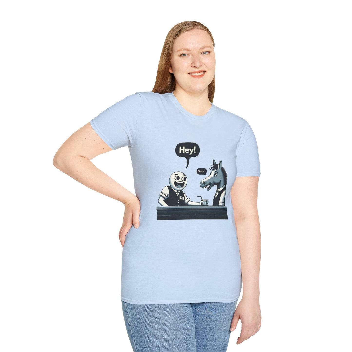 Hey is for Horses - Meme Wear - Horse walks into a bar - Joke Tshirt