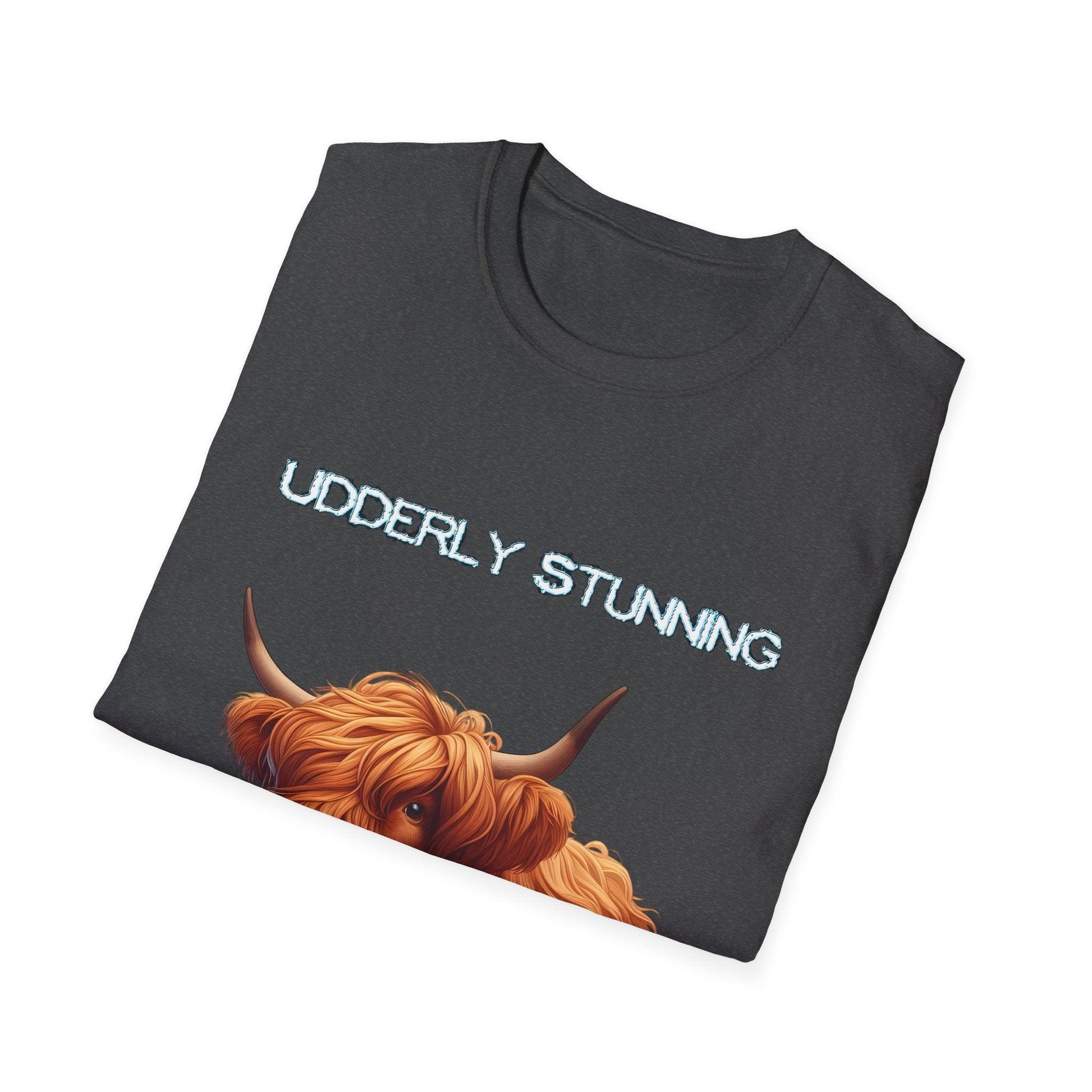 Udderly Stunning Highland Cow Tee - Shiitake Products