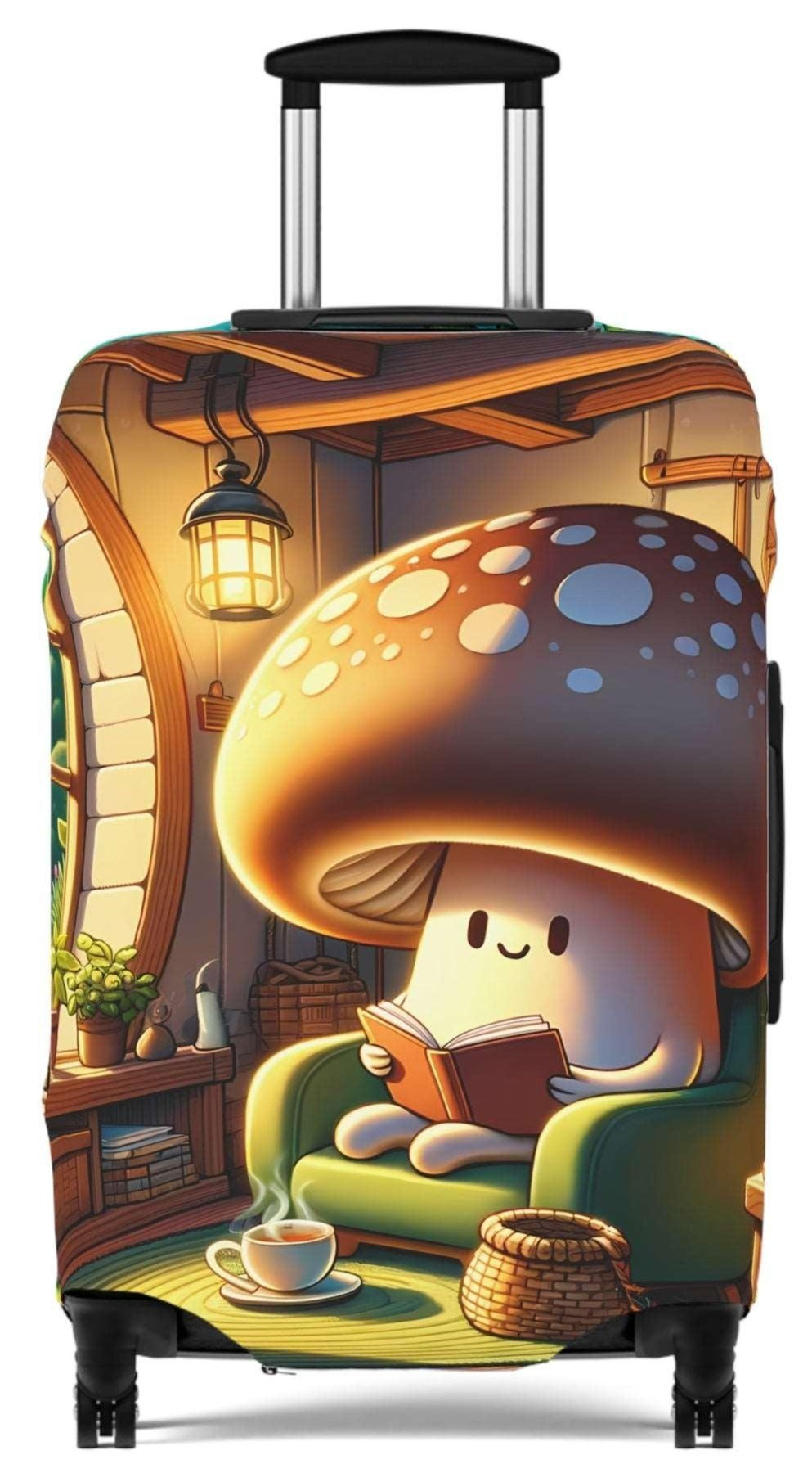 Charming Mushroom-Themed Suitcase Cover, Adorable Travel Accessory, Vibrant Luggage Protector