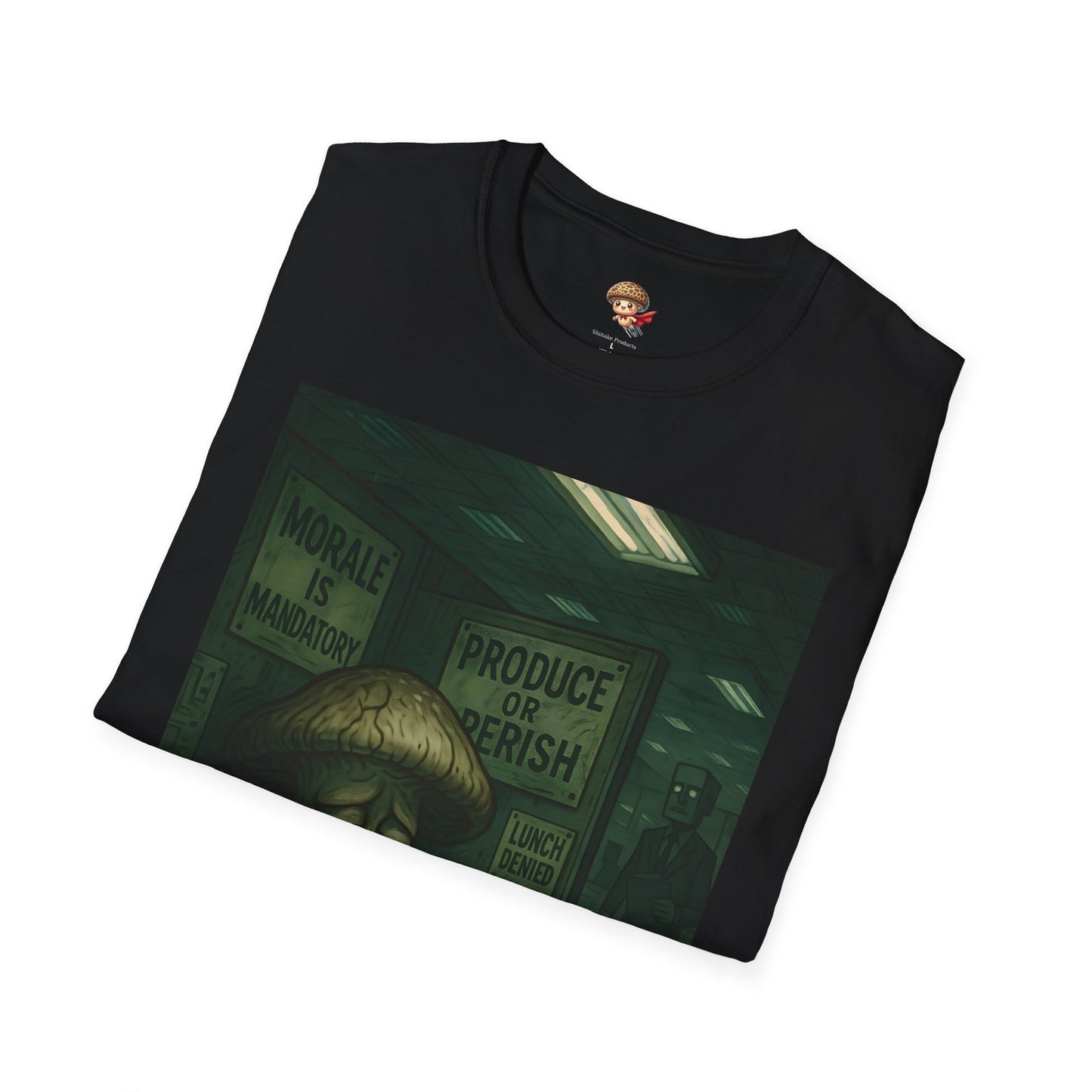 Produce or Perish – Dystopian Office Mushroom Shirt