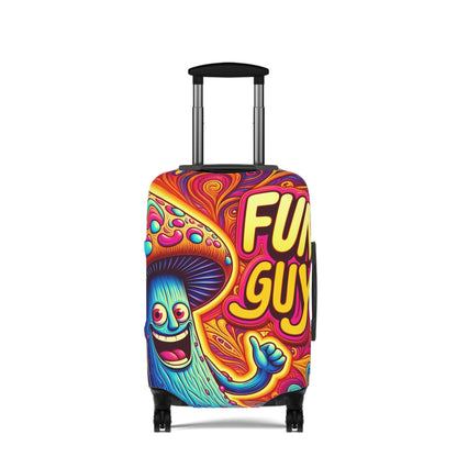 Trippy 'Fun Guy' Mushroom Suitcase Cover, Humorous Luggage Protector with Psychedelic Design - 21x14, 25x16, 28x20 - Shiitake Products