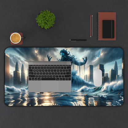 Titan of Tides: Mythical Sea God Gaming Desk Mat (31.5x15.5 inches)