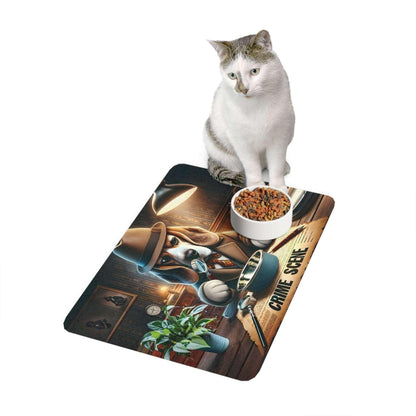 Detective Pooch's Dinner Mystery" Pet Food Mat (12x18)