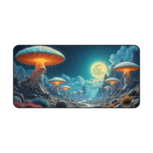 Mystical Moonlit Mushroom Desk Mat - 31.5x15.5 Inch Neoprene Gaming and Office Mat