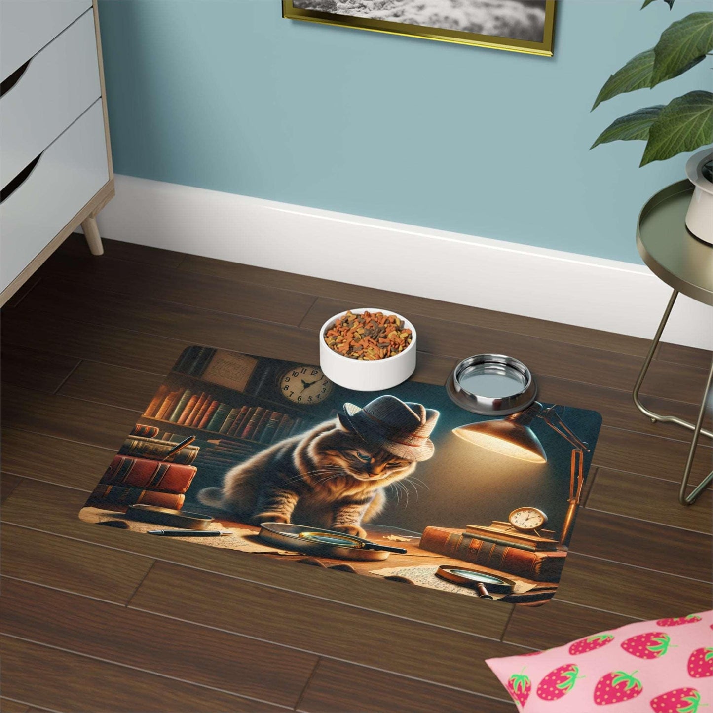 Detective Whiskers' Mystery Mealtime Mat - 12x18