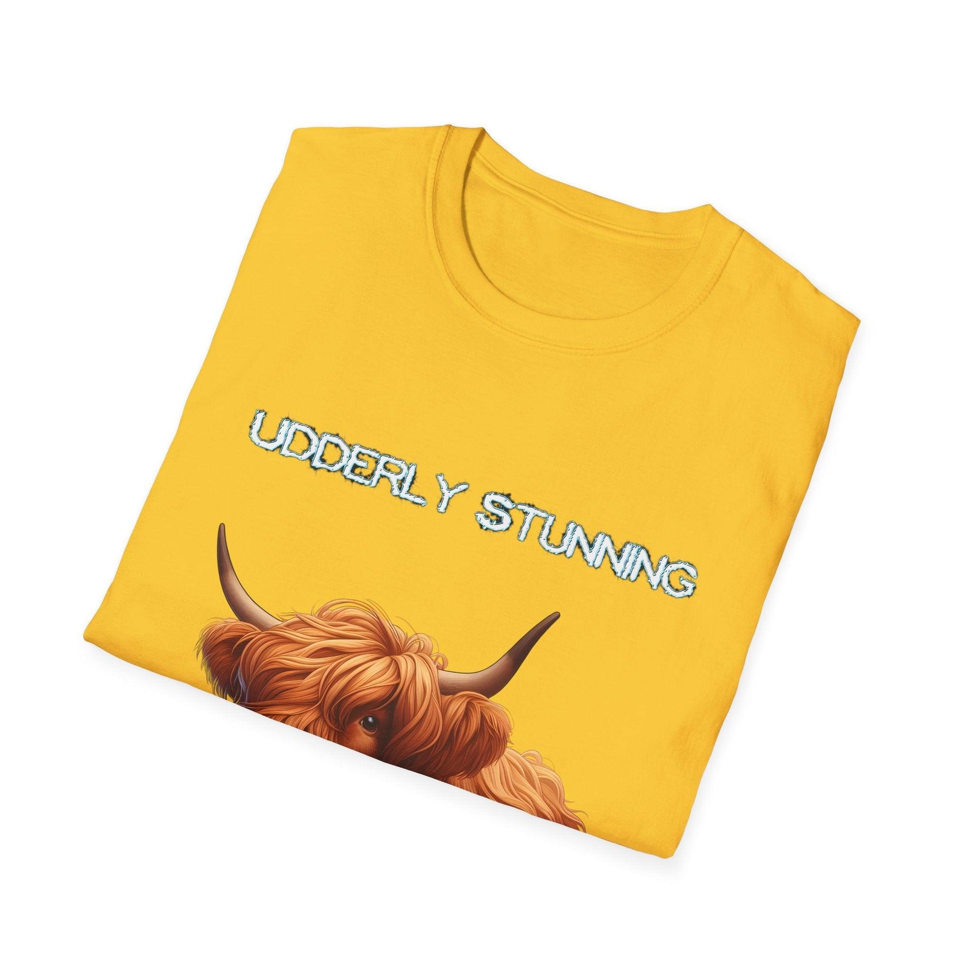 Udderly Stunning Highland Cow Tee - Shiitake Products