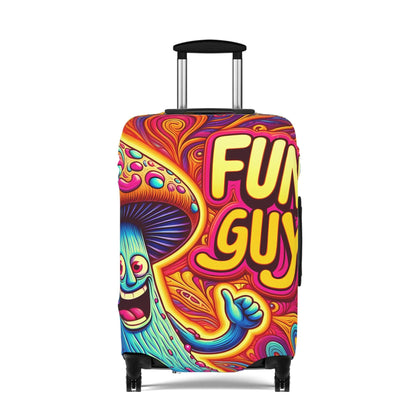 Trippy 'Fun Guy' Mushroom Suitcase Cover, Humorous Luggage Protector with Psychedelic Design - 21x14, 25x16, 28x20 - Shiitake Products