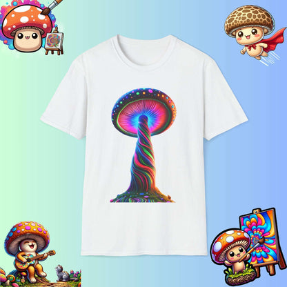 Psychedelic Rainbow Mushroom T-Shirt - Vibrant Trippy Art Tee for Festivals, Rave Wear, Unisex Psychedelic Clothing