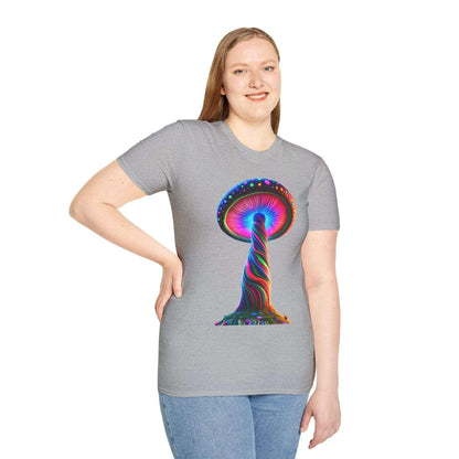 Psychedelic Rainbow Mushroom T-Shirt - Vibrant Trippy Art Tee for Festivals, Rave Wear, Unisex Psychedelic Clothing