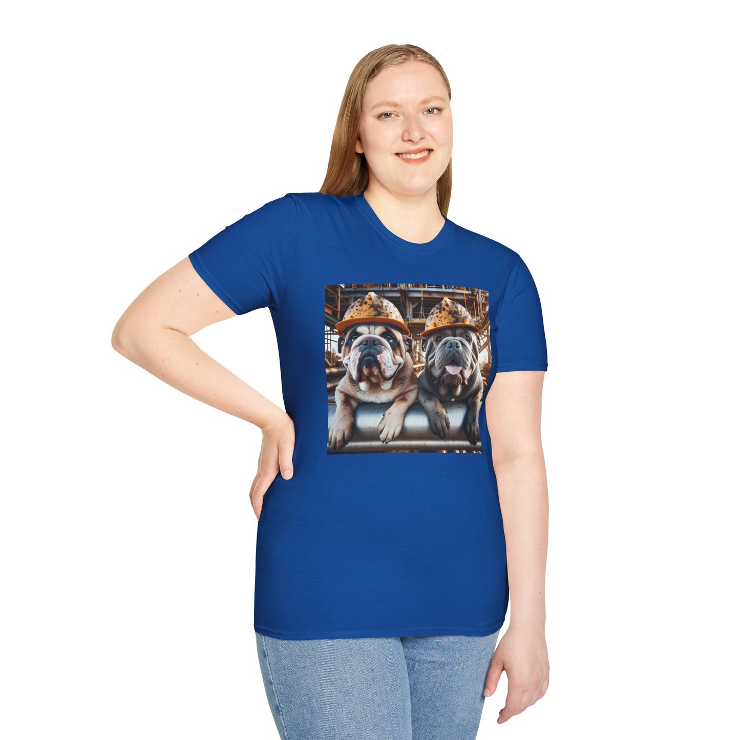 Construction Crew Bulldog T-Shirt - Comical Hardhat Pups Tee, Unique Gift for Dog Lovers