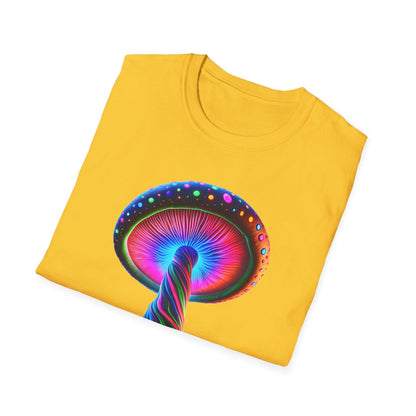 Psychedelic Rainbow Mushroom T-Shirt - Vibrant Trippy Art Tee for Festivals, Rave Wear, Unisex Psychedelic Clothing - Shiitake Products