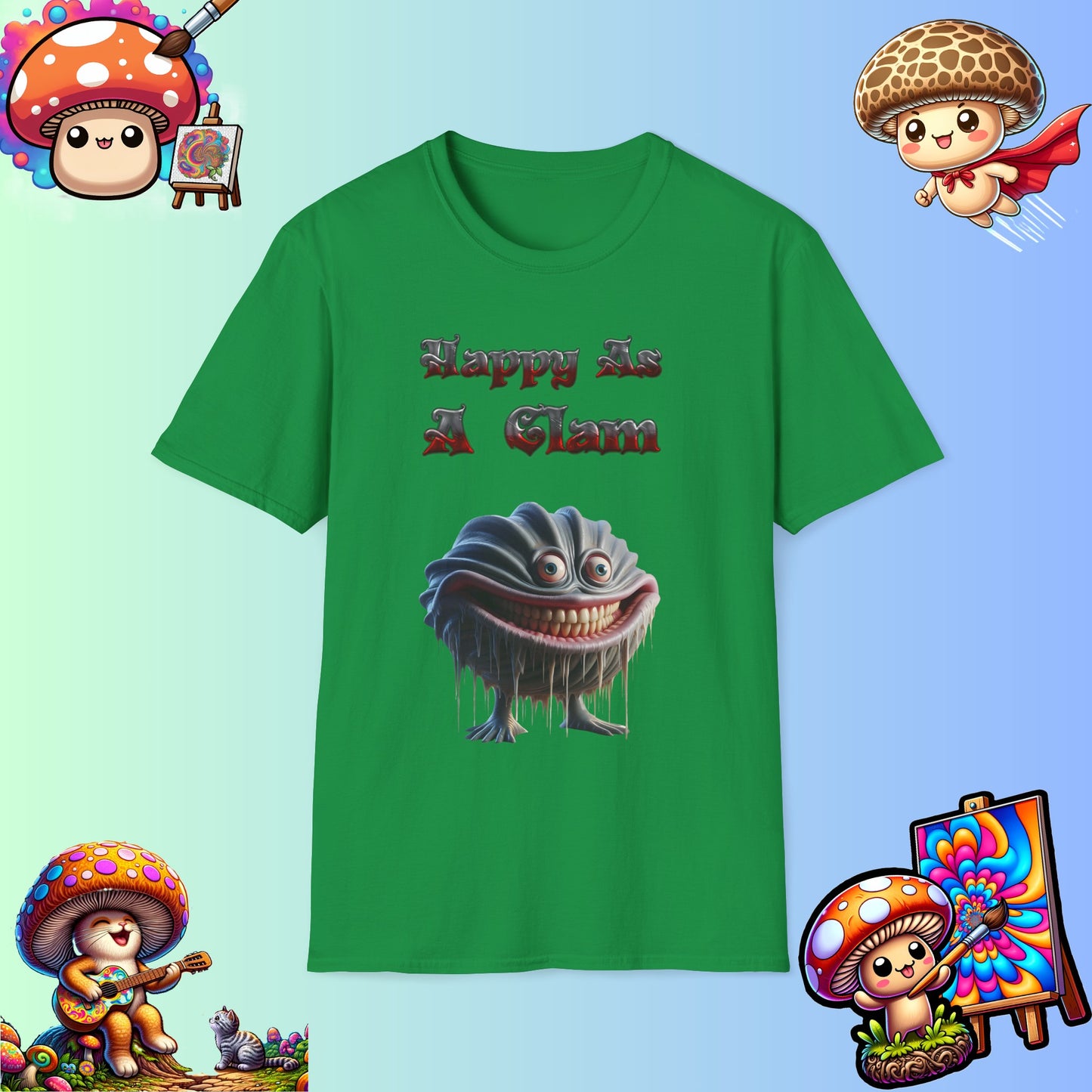 Grinning Clam Graphic Tee - Happy As A Clam