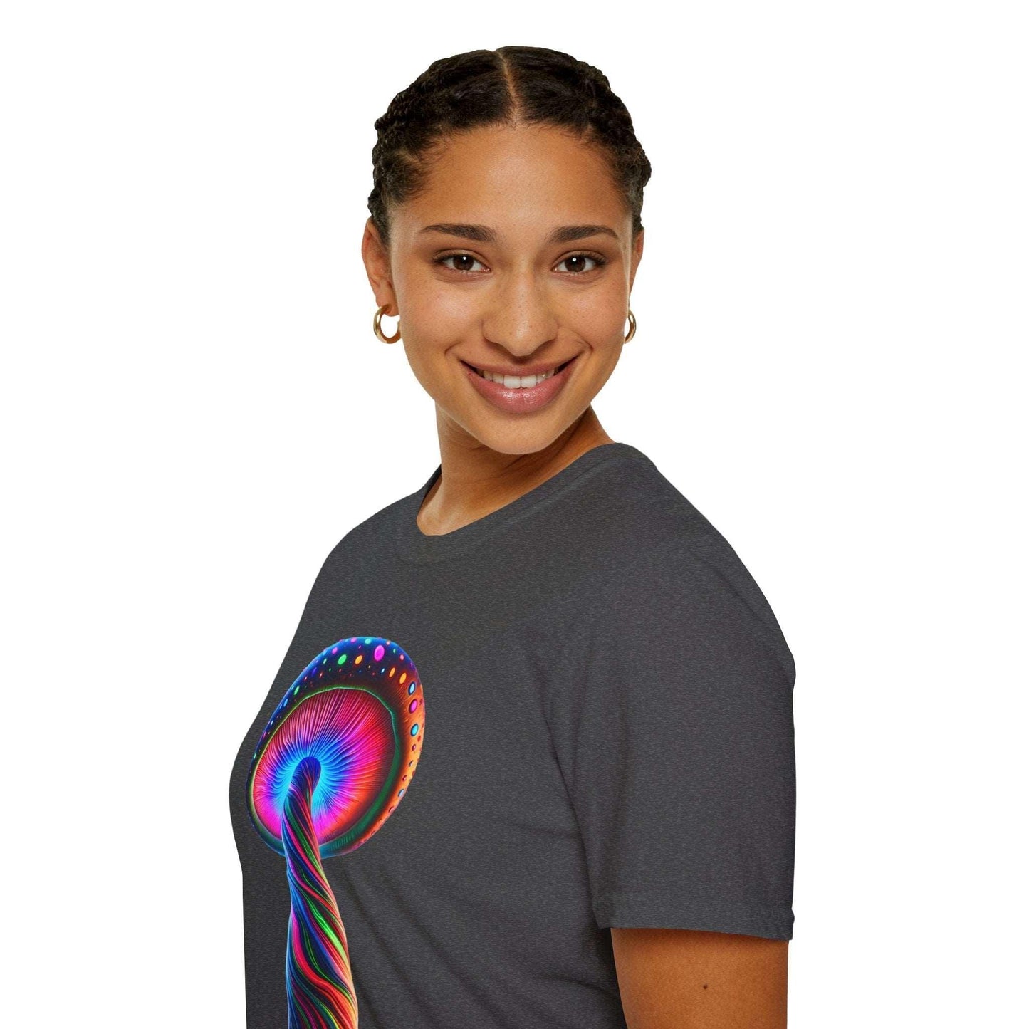 Psychedelic Rainbow Mushroom T-Shirt - Vibrant Trippy Art Tee for Festivals, Rave Wear, Unisex Psychedelic Clothing