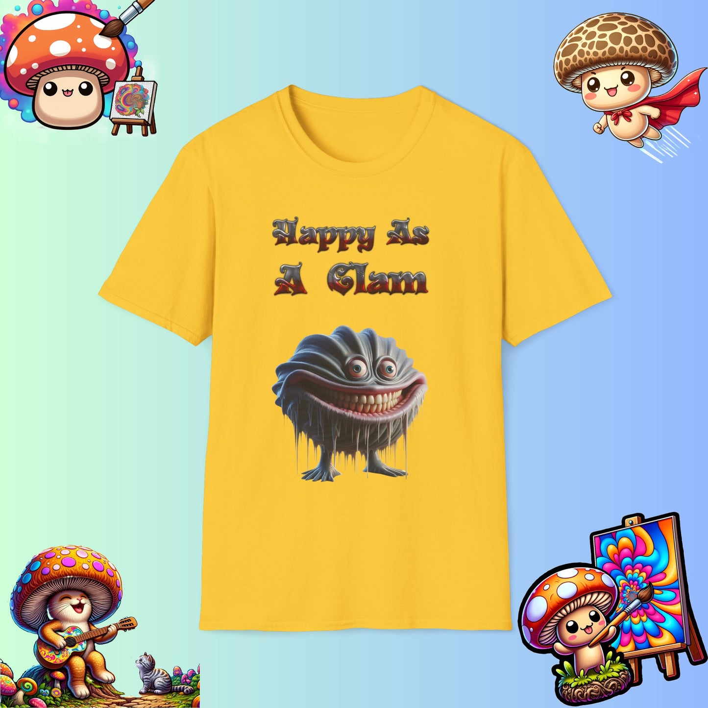 Grinning Clam Graphic Tee - Happy As A Clam