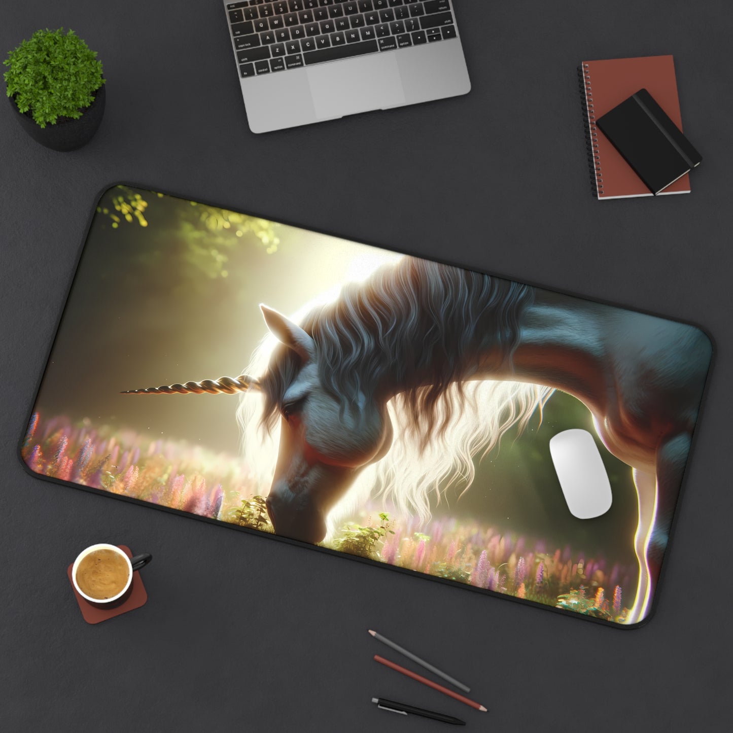 Enchanted Grove: Majestic Unicorn Gaming Desk Mat (31.5"x15.5")