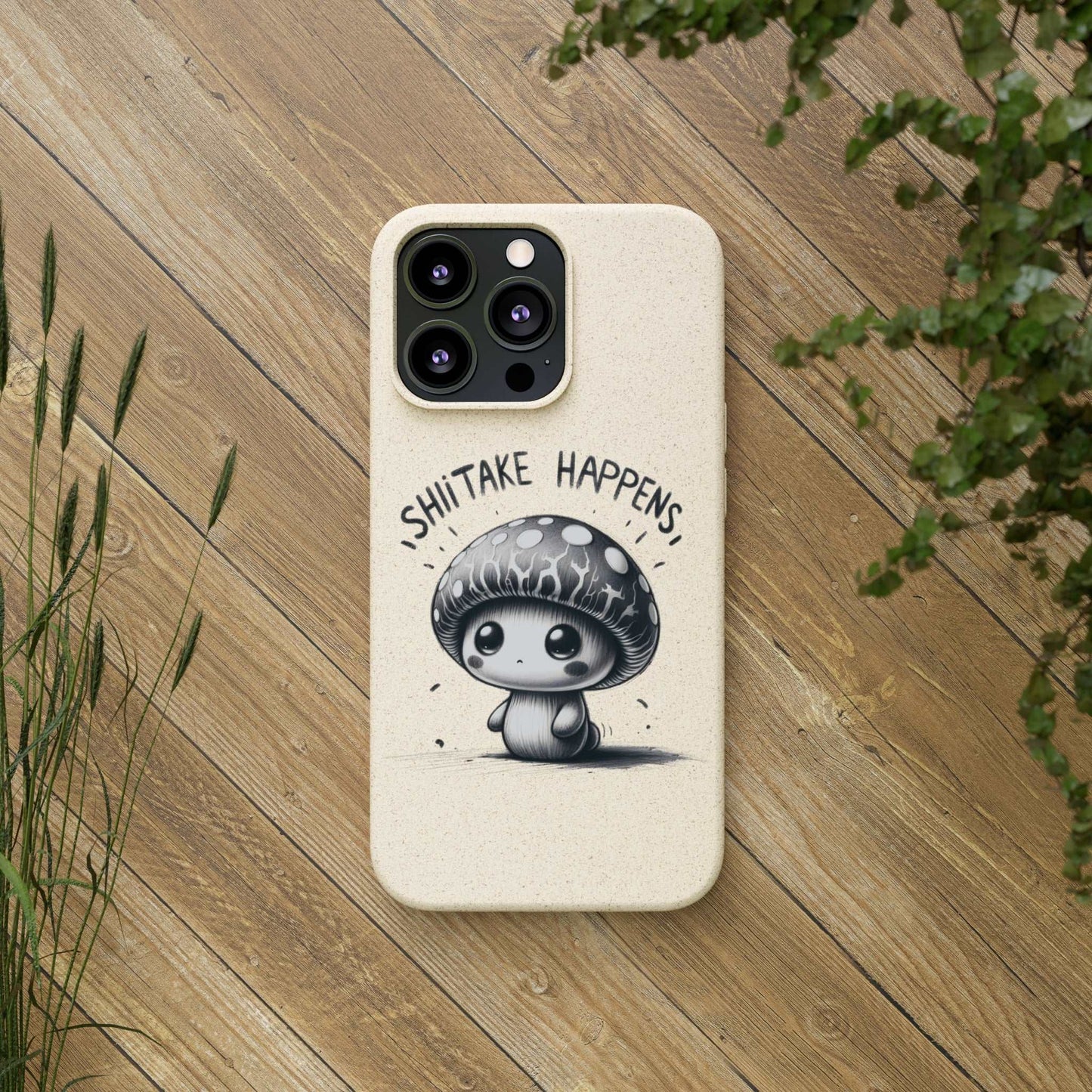 Shiitake Happens Biodegradable Phone Case - Eco-Conscious Art for iPhone 13 & Samsung S22 Series