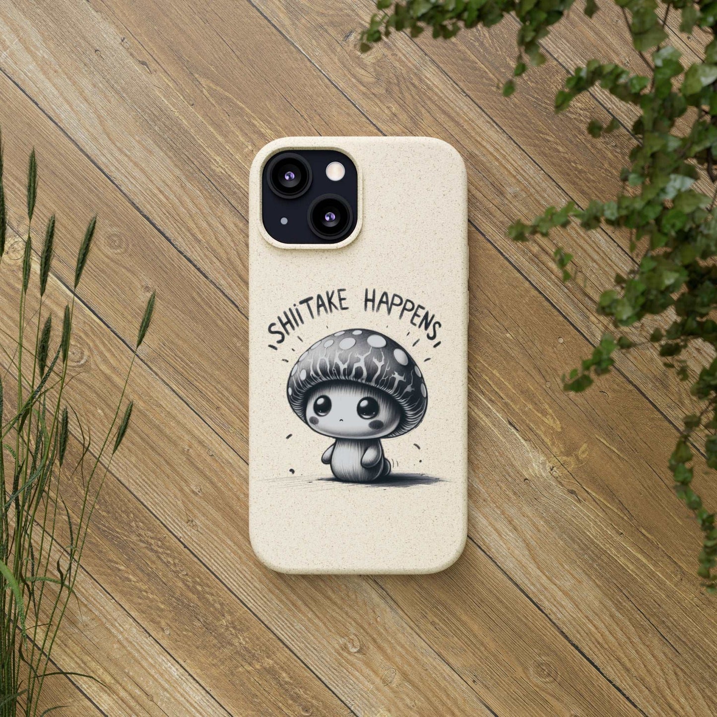 Shiitake Happens Biodegradable Phone Case - Eco-Conscious Art for iPhone 13 & Samsung S22 Series