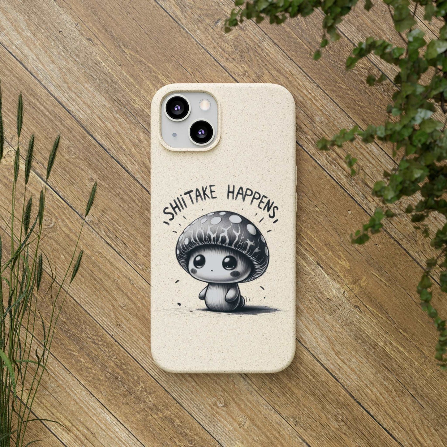 Shiitake Happens Biodegradable Phone Case - Eco-Conscious Art for iPhone 13 & Samsung S22 Series