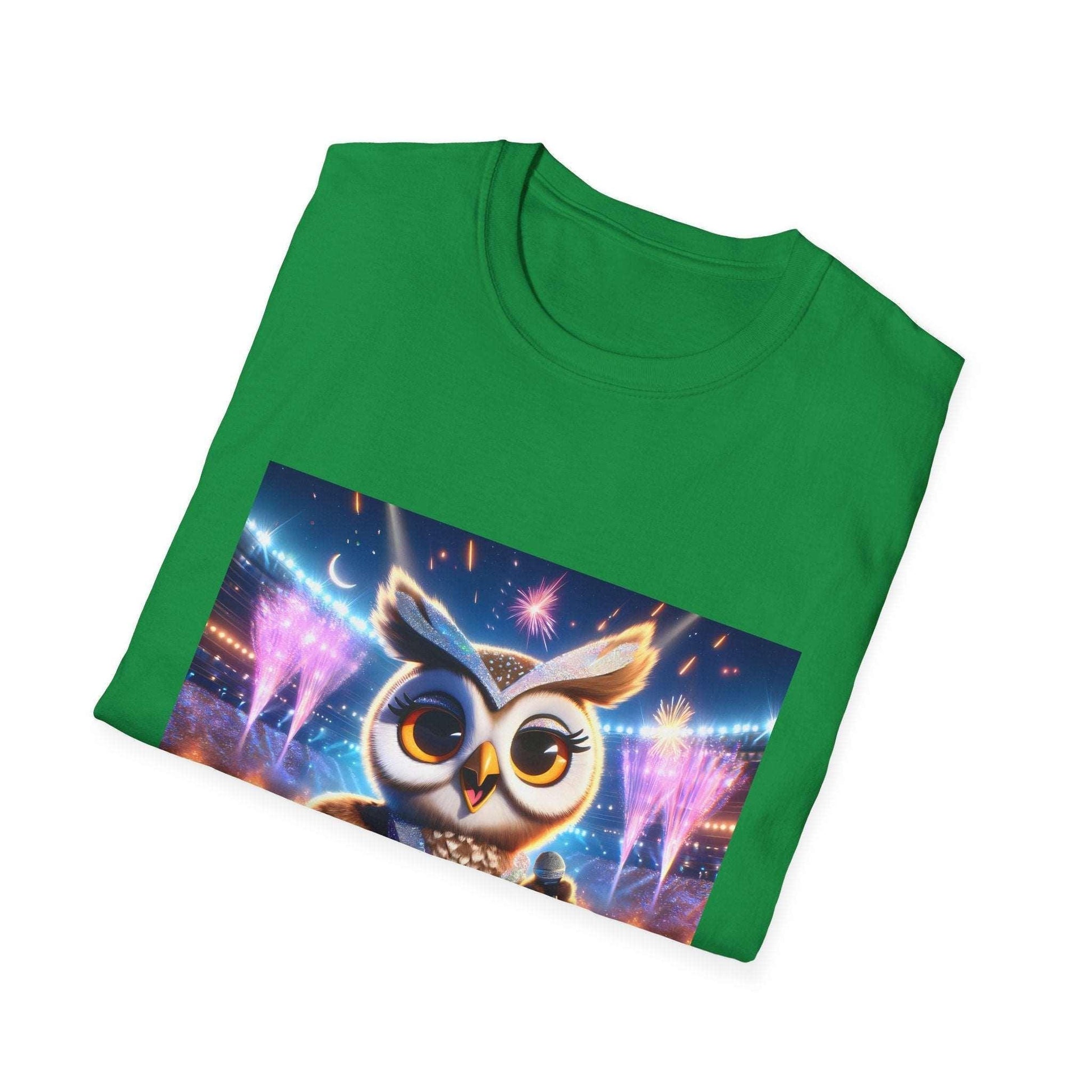 Super Star Owl - Owl singing on stage - Music concert tshirt