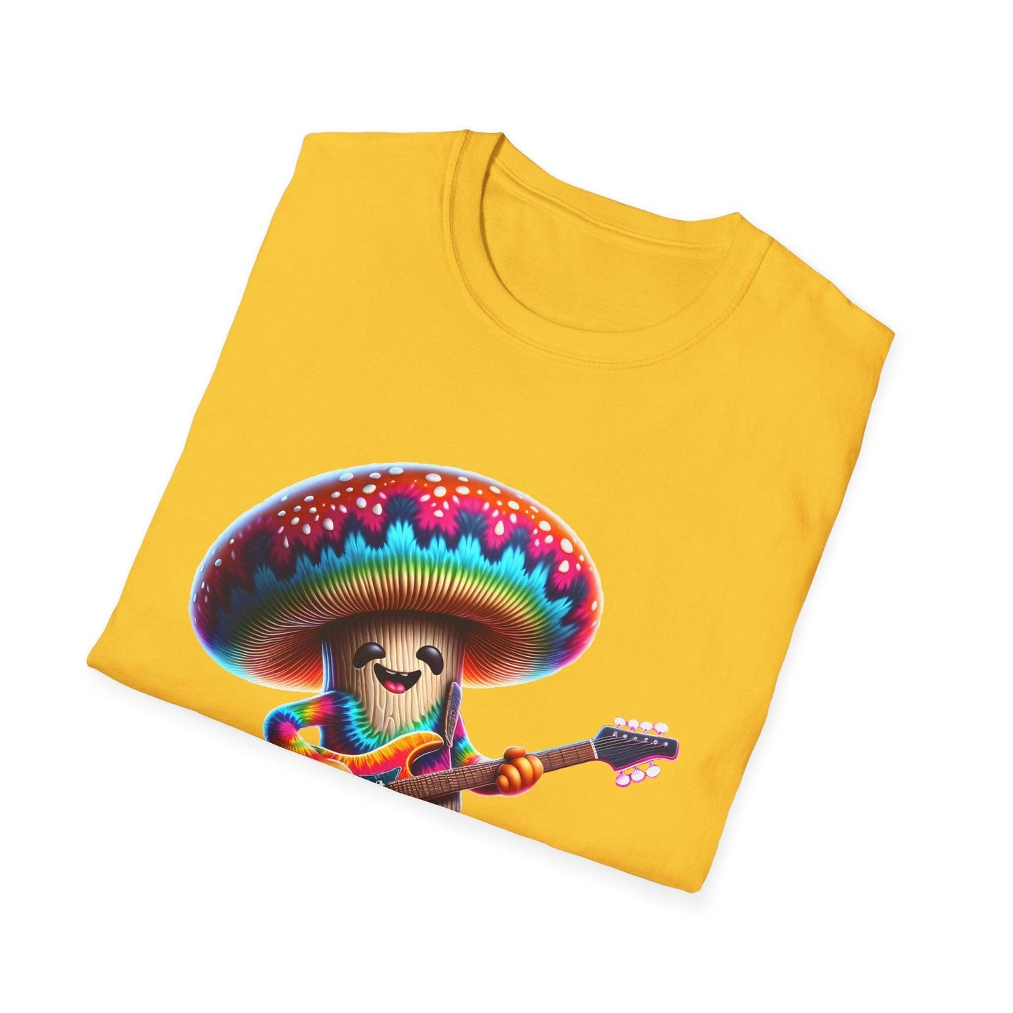 Psychedelic Guitarist Mushroom T-Shirt - Vibrant Music Festival & Concert Tee - Multiple Colors - Shiitake Products