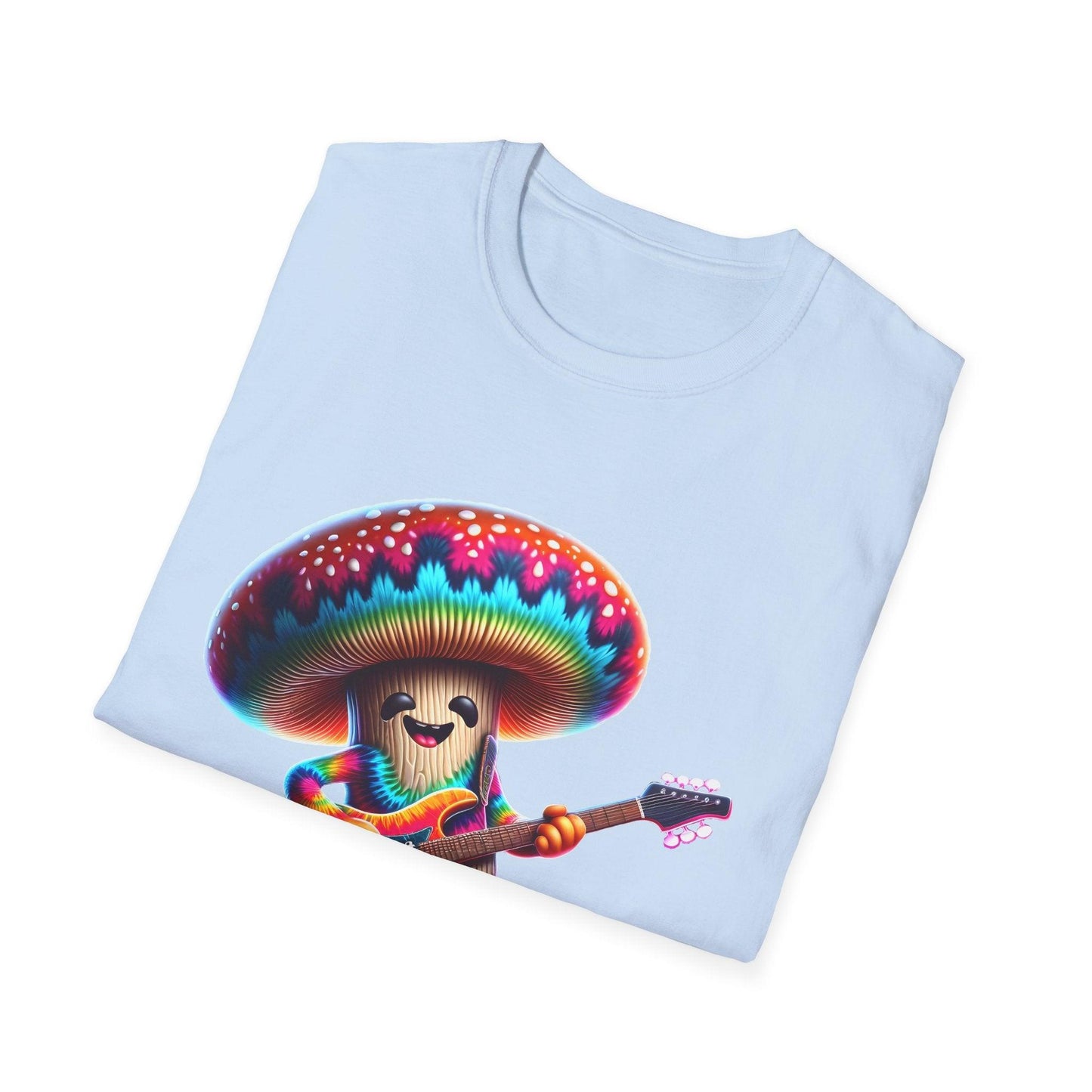 Psychedelic Guitarist Mushroom T-Shirt - Vibrant Music Festival & Concert Tee - Multiple Colors - Shiitake Products