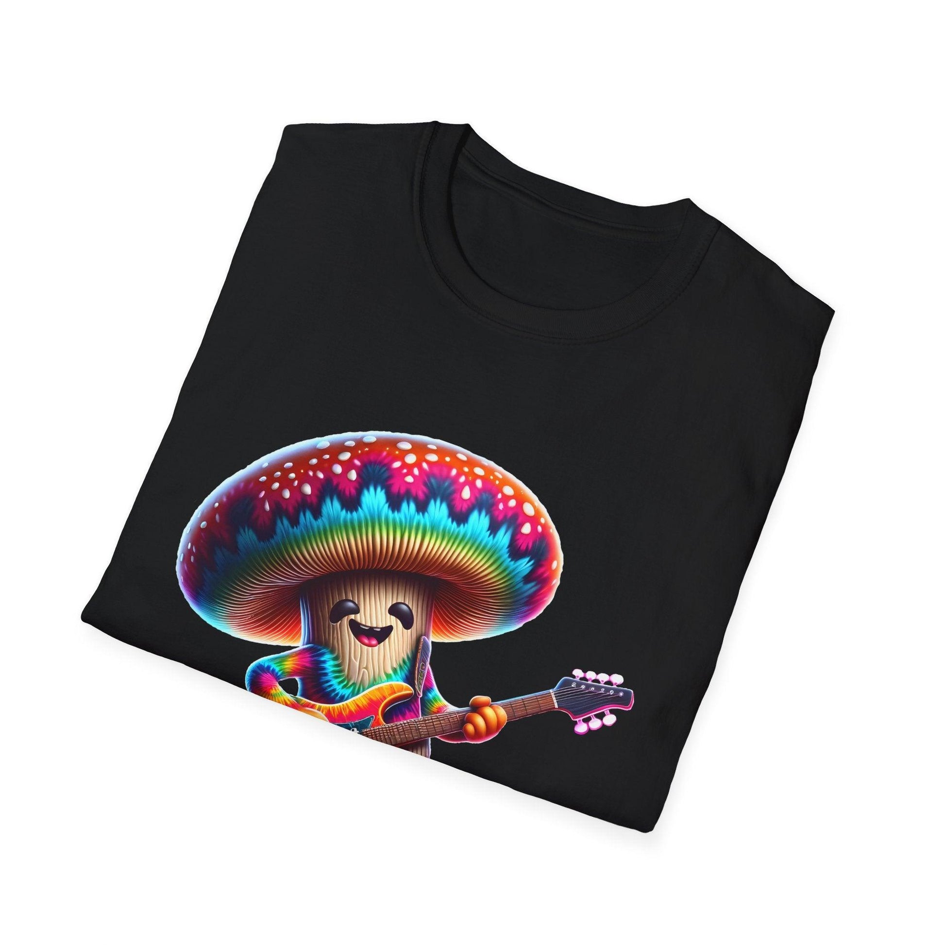 Psychedelic Guitarist Mushroom T-Shirt - Vibrant Music Festival & Concert Tee - Multiple Colors - Shiitake Products