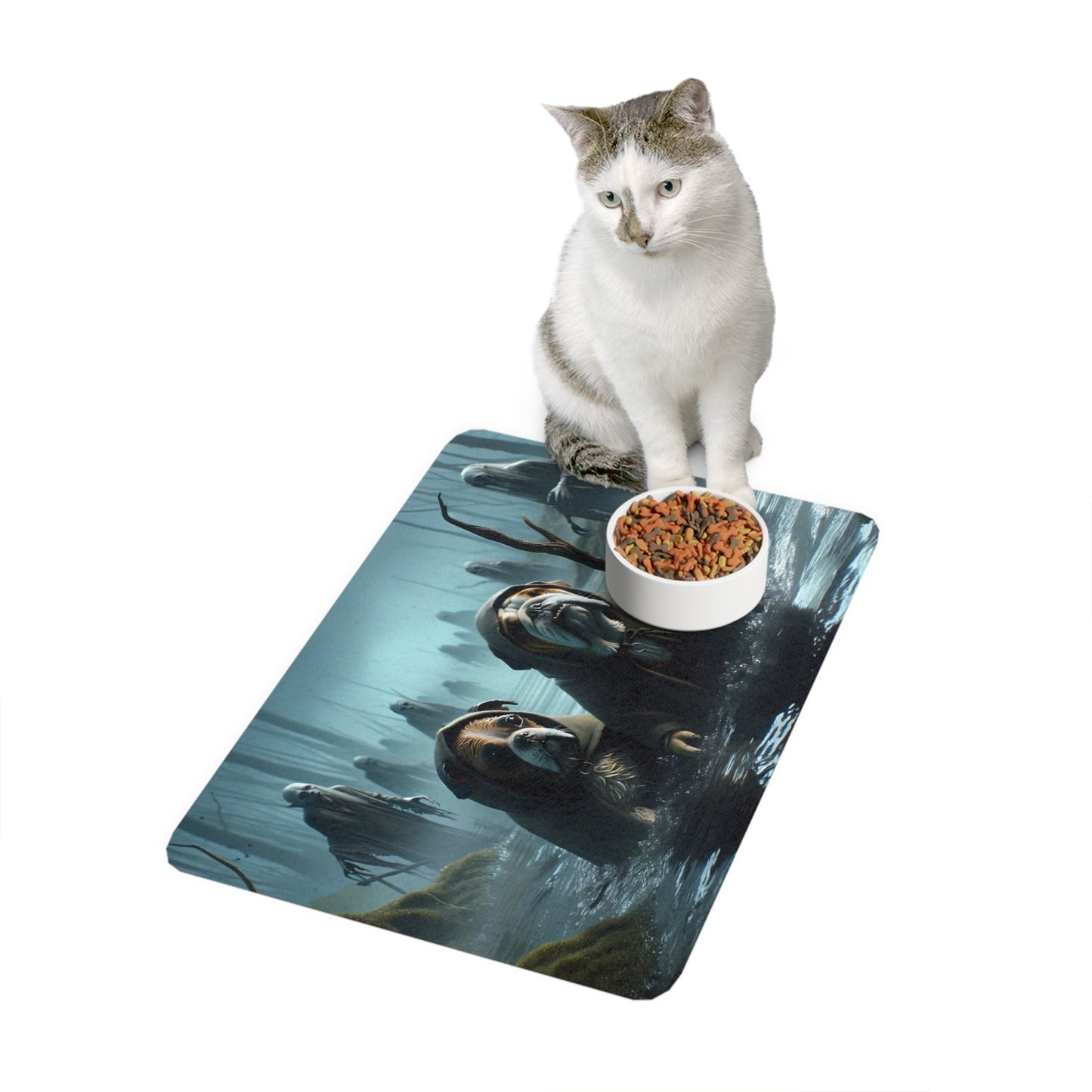 Mystical Marshes Bulldog Quest Pet Food Mat- 12x18