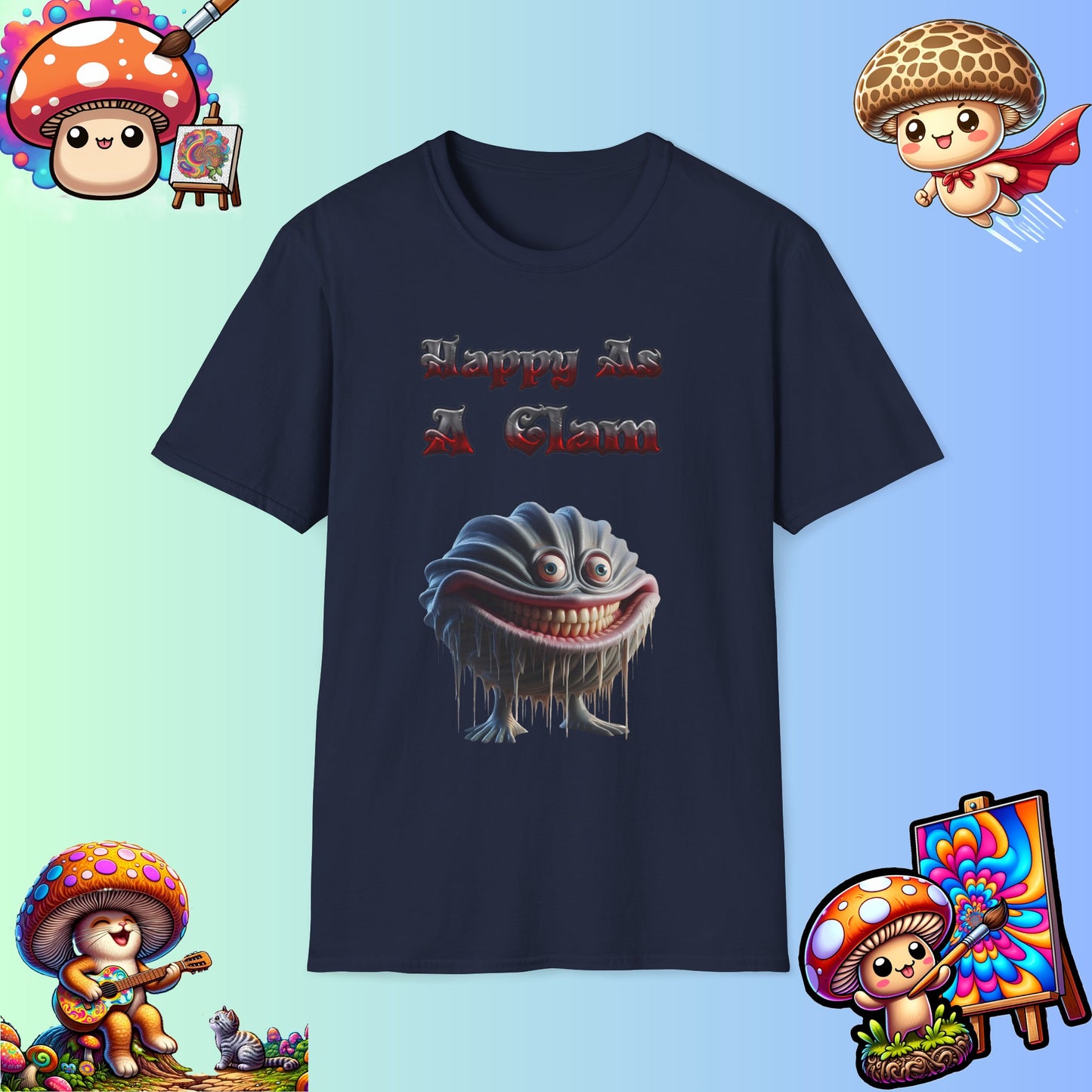 Grinning Clam Graphic Tee - Happy As A Clam