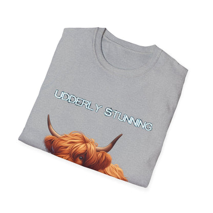 Udderly Stunning Highland Cow Tee - Shiitake Products