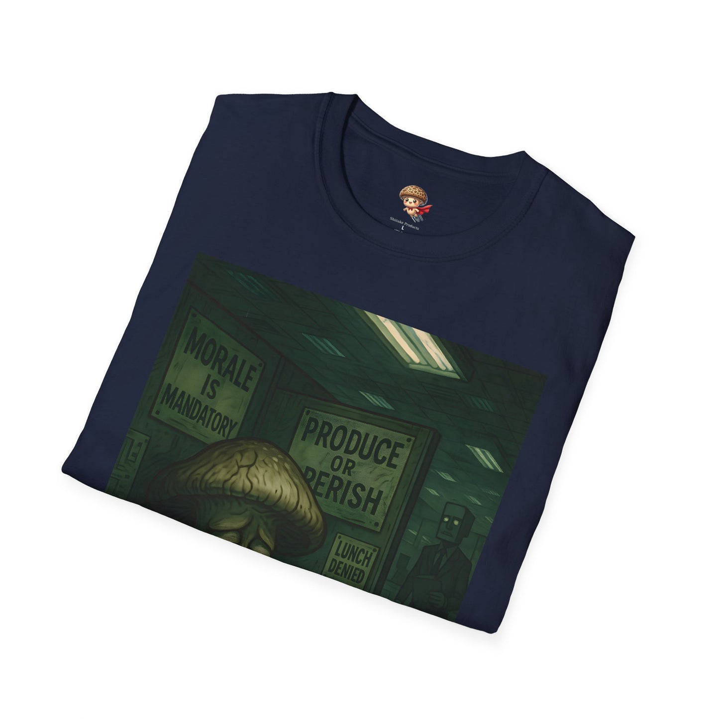 Produce or Perish – Dystopian Office Mushroom Shirt