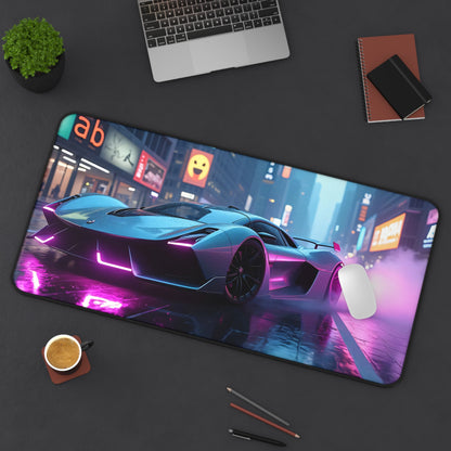 Desk Mat - Futuristic Cyberpunk Sports Car Design