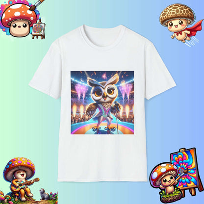 Super Star Owl - Owl singing on stage - Music concert tshirt