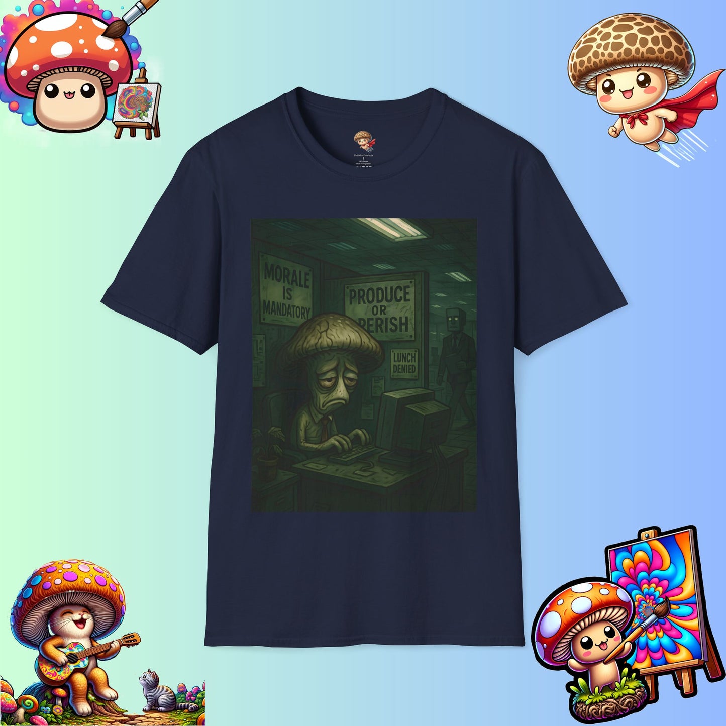 Produce or Perish – Dystopian Office Mushroom Shirt