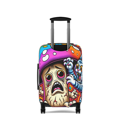 Trippy 'Fun Guy' Mushroom Suitcase Cover, Humorous Luggage Protector with Psychedelic Design - 21x14, 25x16, 28x20 - Shiitake Products