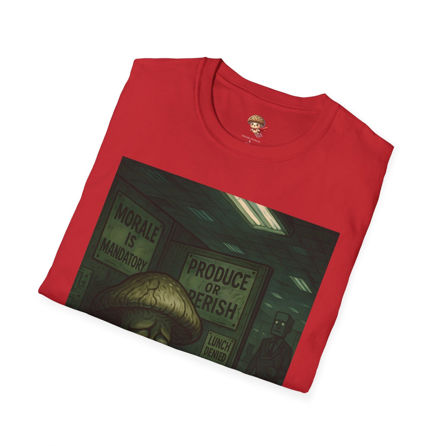 Produce or Perish – Dystopian Office Mushroom Shirt