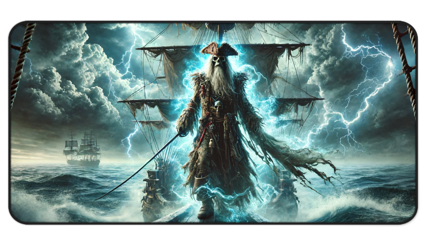 Pirate Ship Lightning Storm Desk Mat Neoprene (31.5"x15.5")