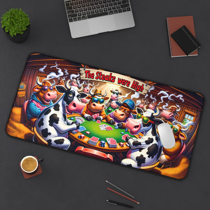 The Steaks Were High Fun Cow Poker Gaming Mat | Unique Desk Mat for Gamers | Large 31.5"x15.5" Mouse Pad for Office or Home