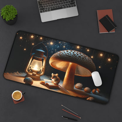 Enchanted Forest Desk Mat - Extra Large 31.5"x15.5" with Magical Starry Night & Reading Mouse Design