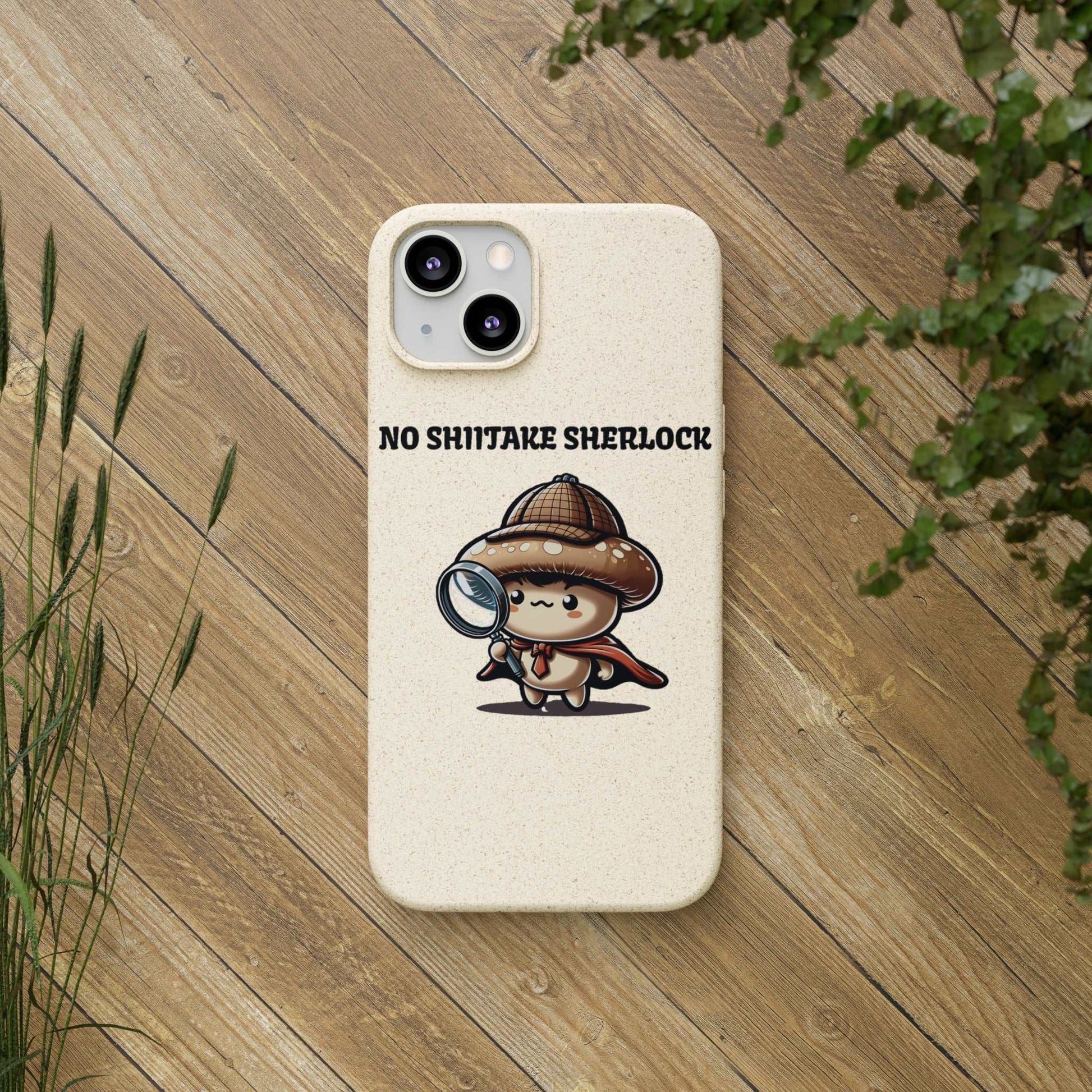 Eco-Friendly "No Shiitake Sherlock" Biodegradable Phone Case - Sustainable Protection for iPhone 13 & Samsung Galaxy S22