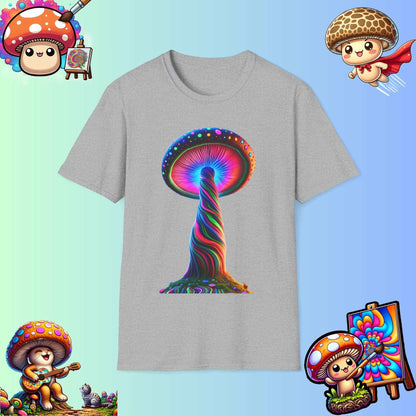 Psychedelic Rainbow Mushroom T-Shirt - Vibrant Trippy Art Tee for Festivals, Rave Wear, Unisex Psychedelic Clothing