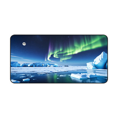 Aurora Borealis Ice Desk Mat - 31.5x15.5 Inch Neoprene Gaming and Office Mat