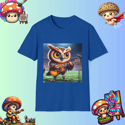 Owl playing the guitar - Show Stopper bird shirt - Meme Wear.